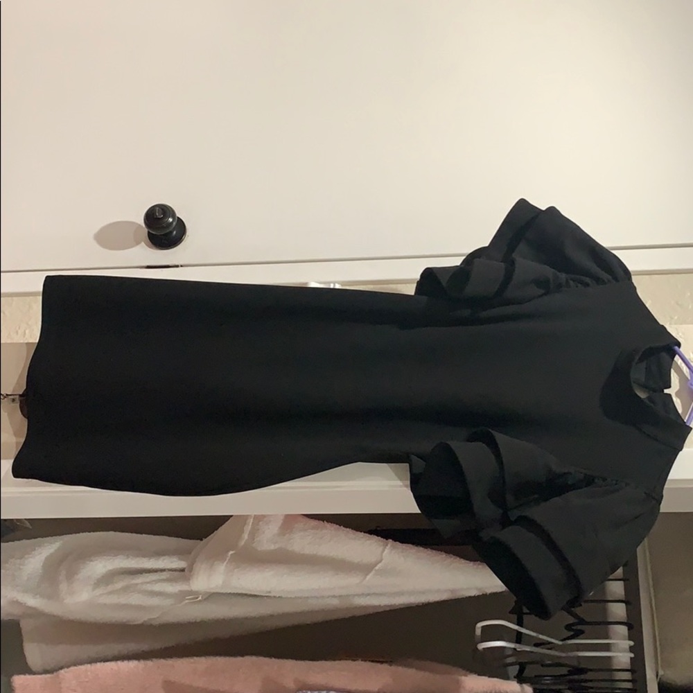 Black ruffled body fitted dress